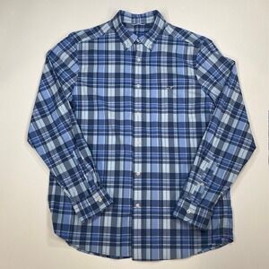 Vineyard Vines OTG Performance Plaid Button Down Shirt Men's Medium Blue Spandex